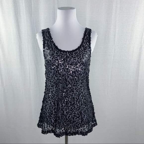 Humble Chic Collection black sheer sequin tank top - Picture 1 of 9